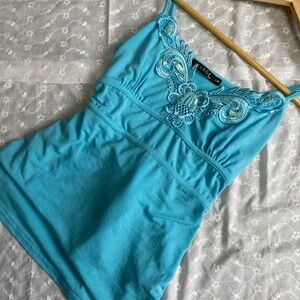 George Women's Turquoise Camisole with Lace Detail